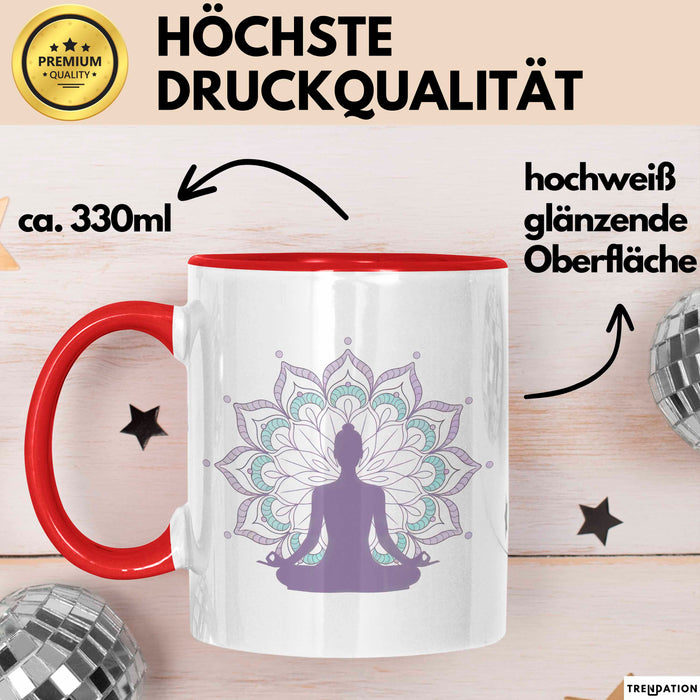 Yoga Liebhaber Tasse Geschenkidee für Zen Posen Suchende Rot Trendation
