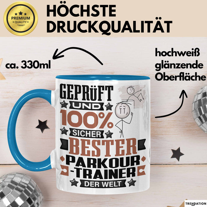 Parkour-Trainer Geschenk Lustiger Spruch für Parkour-Trainer Geschenkidee Bester Parkour-Trainer Der Welt Blau Trendation