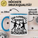 Handball Geschenk Tasse Geschenkidee Handball-Spieler Handballspielerin Mädchen Jungs Kaffee-Becher Zum Handball Geboren Zur Schule Gezwungen Blau Trendation