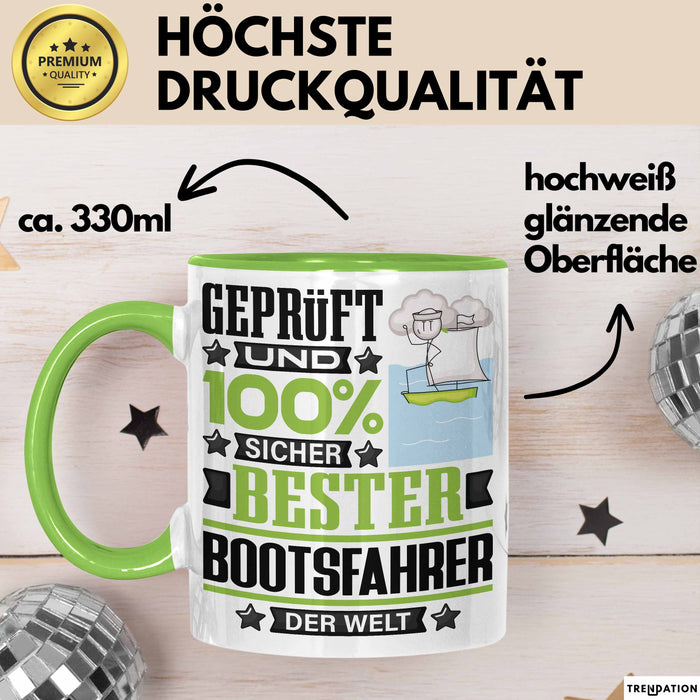 Bootsfahrer Geschenk Lustiger Spruch für Bootsfahrer Geschenkidee Bester Bootsfahrer Der Welt Grün Trendation
