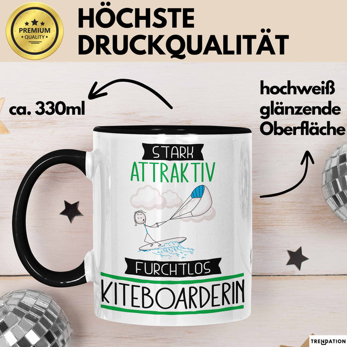 Kiteboarderin Tasse Geschenk Becher Stark Attraktiv Furchtlos Kiteboarderin Lustige Geschenkidee Trendation