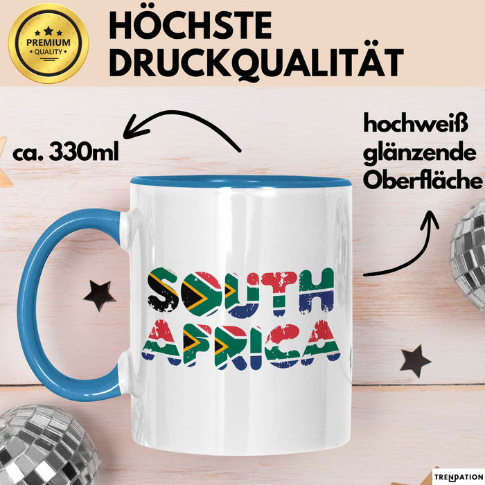 Südafrika Flagge Südafrikanisch Tasse Geschenk Lustige Geschenkidee Spruch Blau Trendation