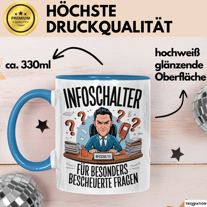 Bürokollege Tasse Geschenkidee Auskunftsschalter Kollege Blau Trendation