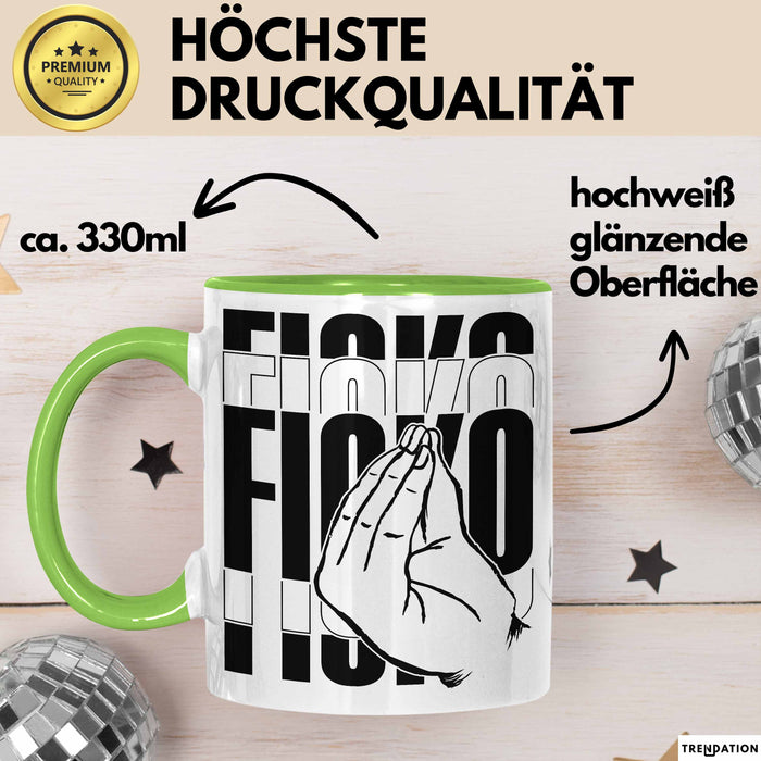 Italiener Geschenk Tasse Ficko Italienische Handbewegeung Kaffee-Becher Grün Trendation