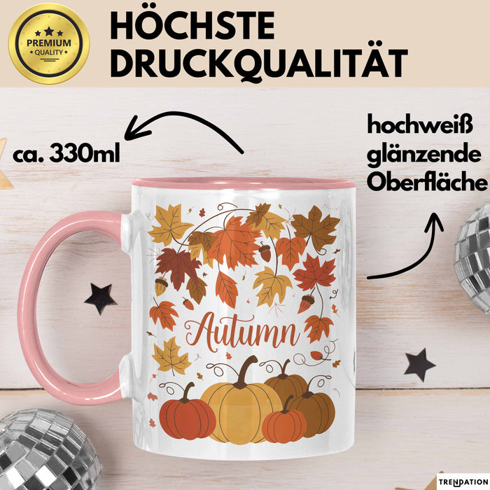 Herbstzeit Tasse Geschenkidee für Herbstliebhaber Rosa Trendation