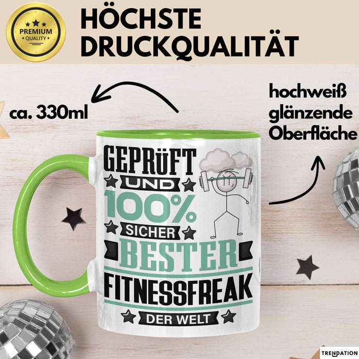 Fitnessfreak Geschenk Lustiger Spruch für Fitnessfreak Geschenkidee Bester Fitnessfreak Der Welt Grün Trendation
