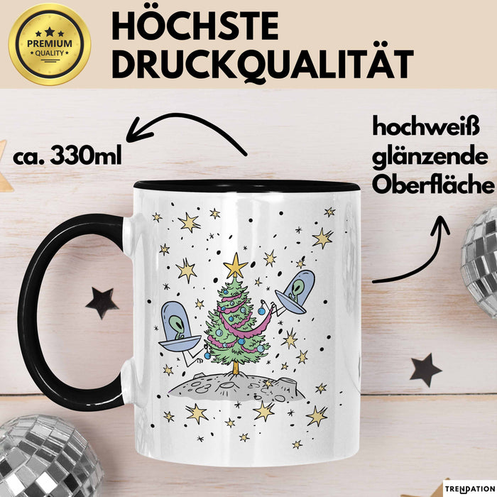 Weihnachten Tasse Geschenk Alien Weihnachtsbaum Geschenkidee Alien-Fans Geschenke Jungs Männer Grafik Schwarz Trendation