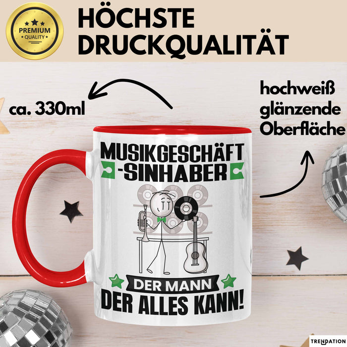 Musikgeschäftsinhaber Tasse Geschenk für Musikgeschäftsinhaber Der Mann Der Alles Kann Geschenkidee zum Geburtstag Rot Trendation