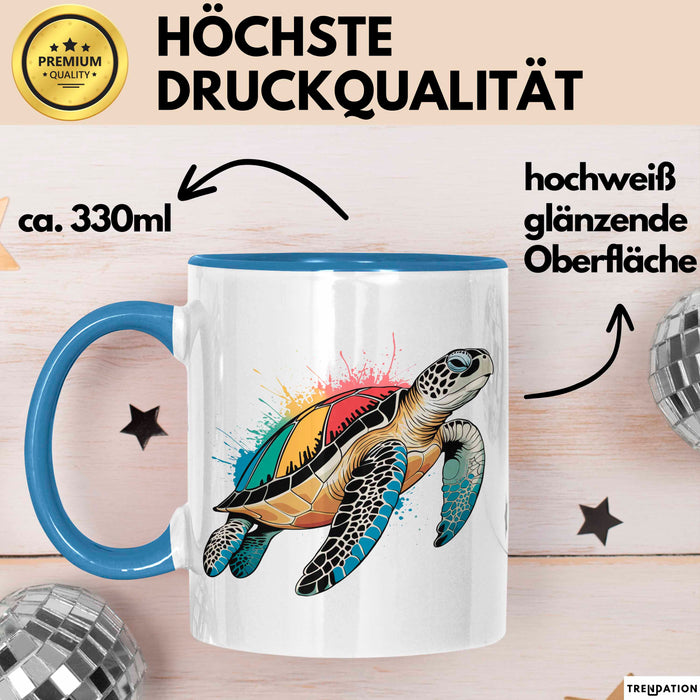 Schildkröte Tierliebhaber Tasse Geschenk Lustige Geschenkidee Spruch Blau Trendation