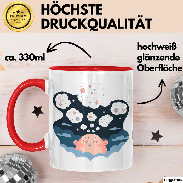 Tagträumer Tasse Geschenkidee für Fantasie Fan Rot Trendation