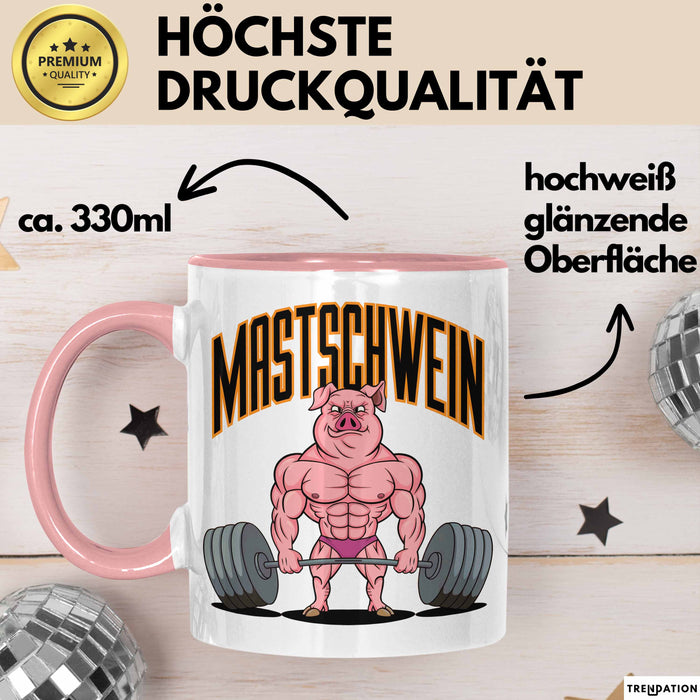 Schweinebauer Schweine Tier Gewichtheben Tasse Geschenk Lustige Geschenkidee Spruch Mastschwein Rosa Trendation