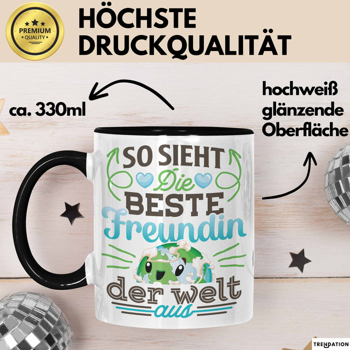 Beste Freundin Tasse "Beste Freundin Der Welt" Geschenkidee für BFF Schwarz Trendation