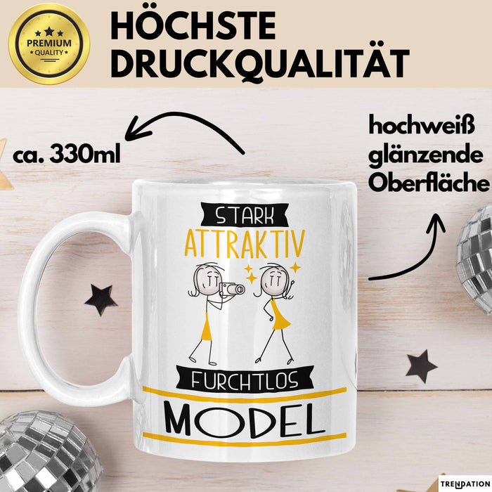 Model Tasse Geschenk Becher Stark Attraktiv Furchtlos Model Lustige Geschenkidee Weiß Trendation