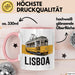 Lissabon Portugal Tasse Geschenk Lustige Geschenkidee Spruch Seilbahn Reise Straßenbahn Rosa Trendation