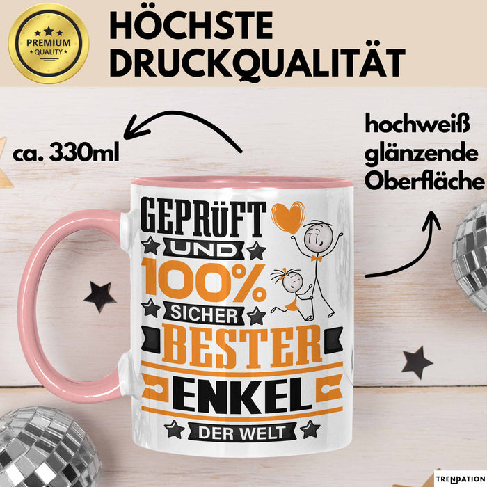 Enkel Geschenk Lustiger Spruch für Enkel Geschenkidee Bester Enkel Der Welt Rosa Trendation