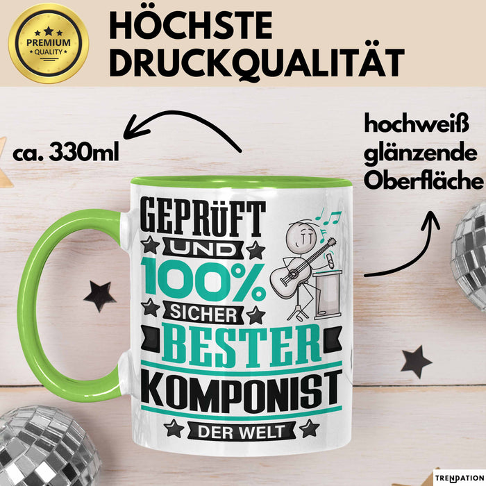 Komponist Geschenk Lustiger Spruch für Komponist Geschenkidee Bester Komponist Der Welt Grün Trendation