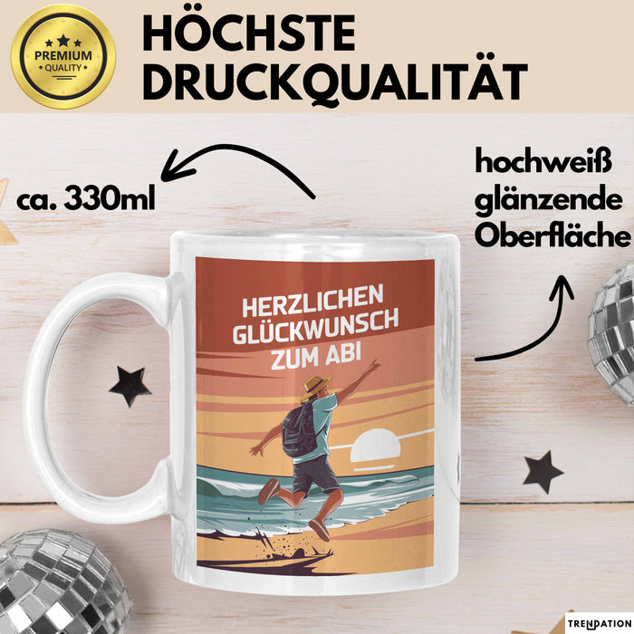 Schüler Abschluss Tasse Geschenk Lustige Geschenkidee Spruch Herzlichen Glückwünsche Zum Abi Weiß Trendation