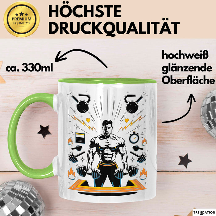 Fitnesstrainer Tasse Geschenk Lustige Geschenkidee Spruch Für Fitness Motivatoren Grün Trendation