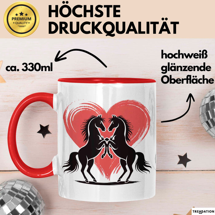 Pferd Tier Herz Tasse Geschenk Lustige Geschenkidee Spruch Rot Trendation