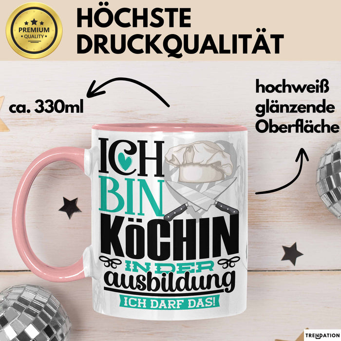 Köchin Ausbildung Start Geschenk Tasse Ich Bin Köchin In Der Ausbildung Ich Darf Das Kaffee-Becher Geschenkidee Rosa Trendation