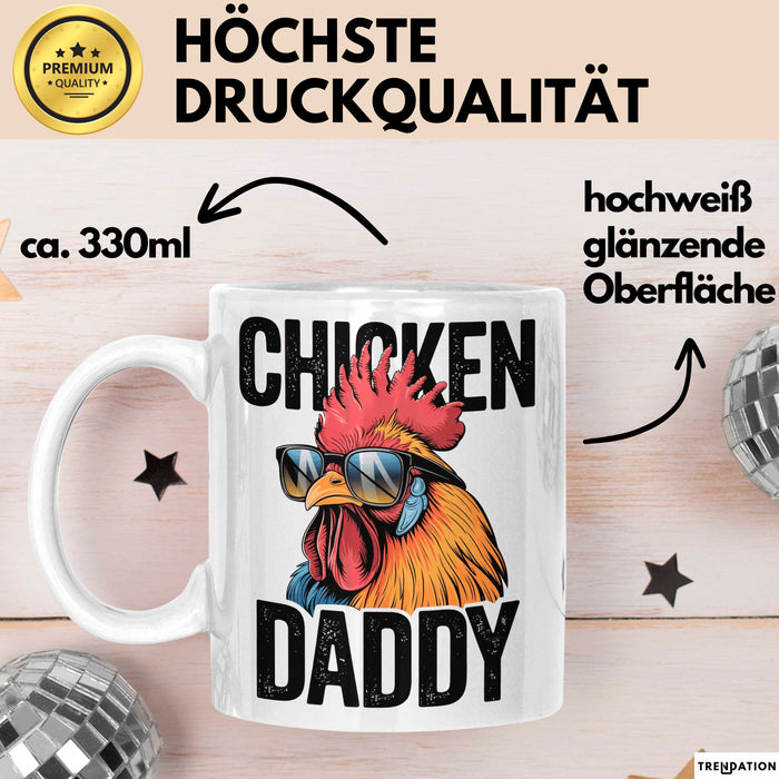Huhn Tier Bauer Tasse Becher Geschenk Lustige Geschenkidee Spruch Hühnerpapa Weiß Trendation