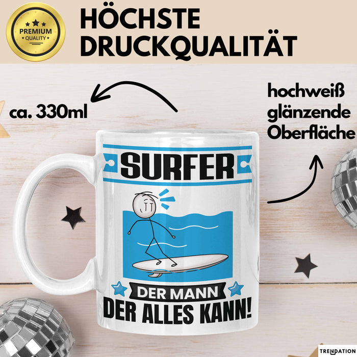 Surfer Tasse Geschenk für Surfer Der Mann Der Alles Kann Geschenkidee zum Geburtstag Weiß Trendation