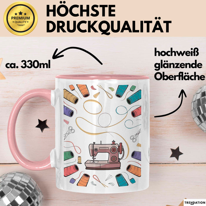 Näh Enthusiast Tasse Geschenk Lustige Geschenkidee Spruch Für Stich Liebhaber Rosa Trendation
