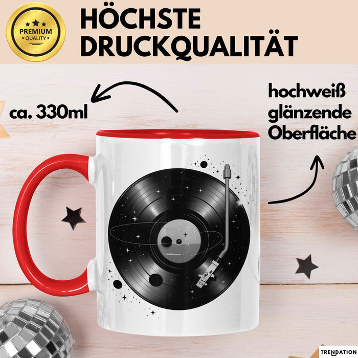 Vinyl Schallplatten Musikliebhaber Musiker Tasse Geschenk Lustige Geschenkidee Spruch Rot Trendation