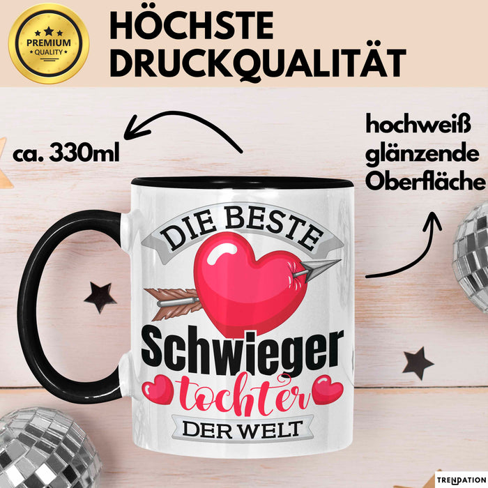 Schwiegertochter Tasse Geschenk Die Beste Schwiegertochter Der Welt Geschenkidee Becher Schwarz Trendation