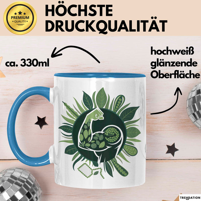 Veganer Bodybuilder Tasse Geschenkidee für Lifter Blau Trendation