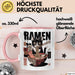 Katzen Tierliebhaber Tasse Geschenk Lustige Geschenkidee Spruch Katze Isst Ramen Nudeln Rosa Trendation