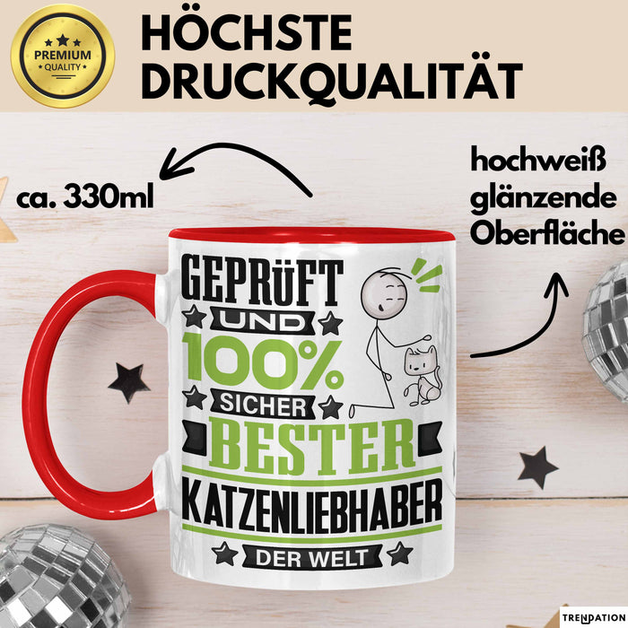 Katzenliebhaber Geschenk Lustiger Spruch für Katzenliebhaber Geschenkidee Bester Katzenliebhaber Der Welt Rot Trendation