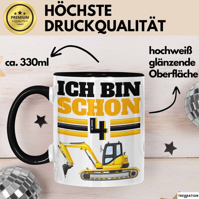 4. Geburtstag Geschenk Tasse Becher Jungs Bagger Ich Bin Schon 4 Trendation