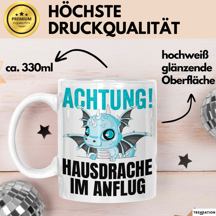 Hausdrache Im Anflug Tasse Geschenk Becher Weiß Trendation