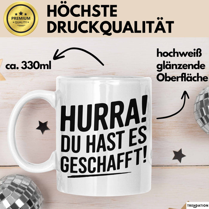Schüler Abschluss Tasse Geschenk Lustige Geschenkidee Spruch Du Hast Es Geschafft Weiß Trendation