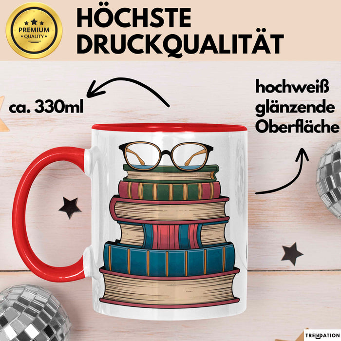 Bibliothekar Tasse Geschenkidee für Bücherliebhaber Rot Trendation