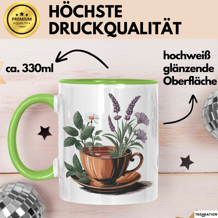 Kräutertee Fan Tasse Geschenkidee für Teezeit Liebhaber Grün Trendation