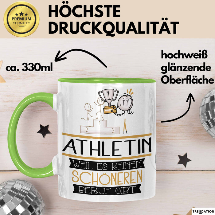 Athletin Weil Es Keinen Schöneren Beruf Gibt Tasse Geschenk für Eine Athletin Lustig Grün Trendation