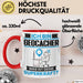 Geocacher Tasse Geschenk für Geocacher Geburtstag Lustiger Spruch Kaffee-Becher Was Ist Deine Superkraft Rot Trendation