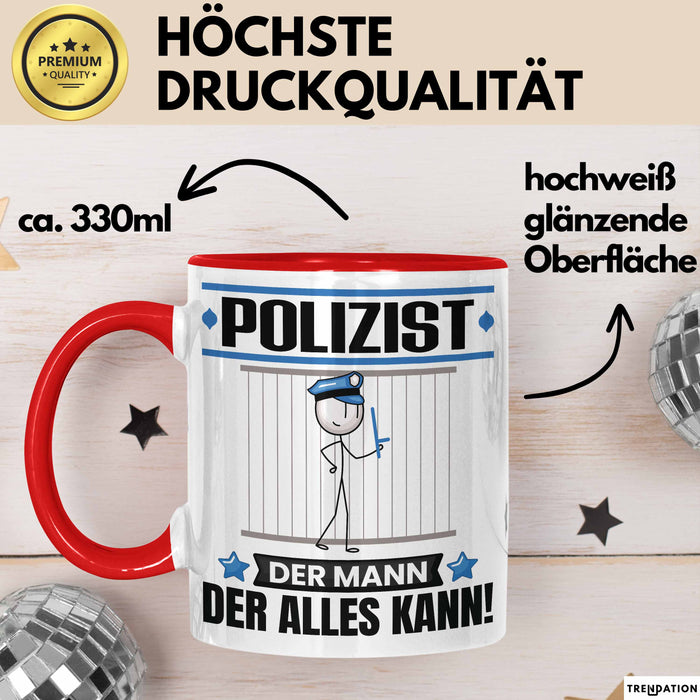 Polizist Tasse Geschenk für Polizist Der Mann Der Alles Kann Geschenkidee zum Geburtstag Rot Trendation