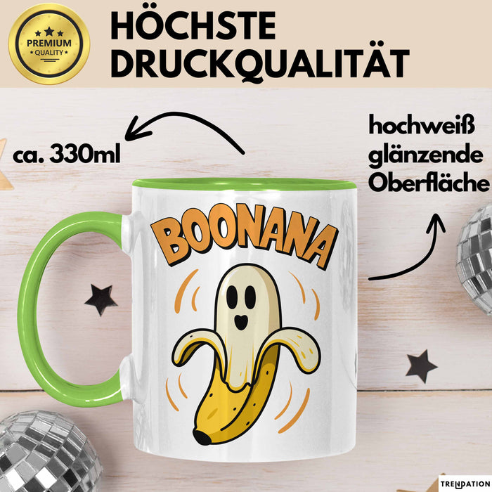 Banane Halloween Feier Tasse Geschenk Lustige Geschenkidee Spruch Boonana Grün Trendation