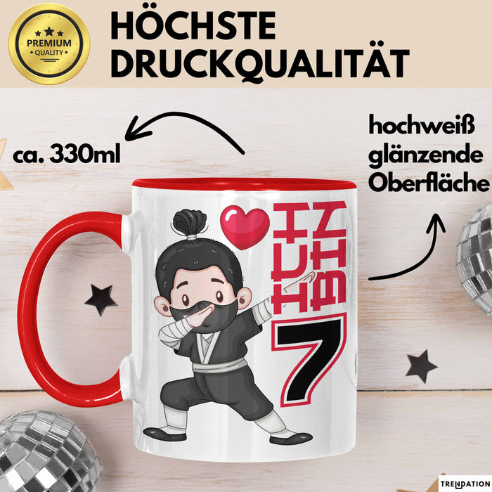 Kinder Tasse Geschenk Ich Bin 7 Ninja Herz Spruch Lustiger Becher Rot Trendation