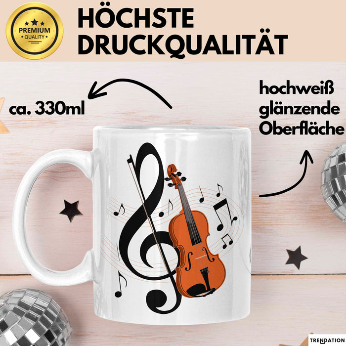 Geiger Tasse Geschenkidee für Liebhaber von Streichmusik Weiß Trendation