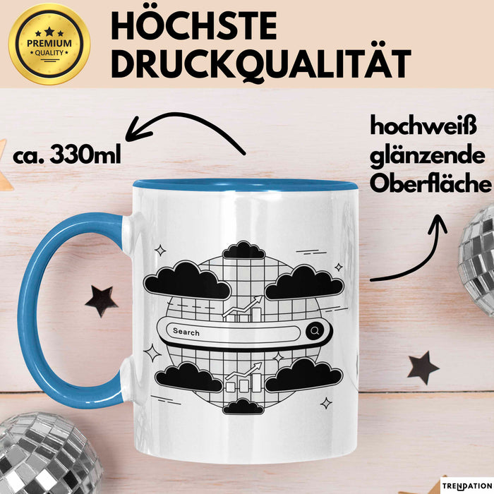 SEO Spezialist Tasse Geschenk Lustige Geschenkidee Spruch Für Such Optimierer Blau Trendation