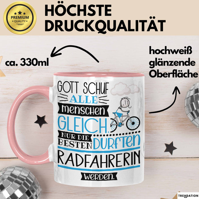 Radfahrerin Geschenk Becher Tasse Gott Schuf Alle Menschen Gleich Nur Die Besten Durfeten Radfahrerin Werden Geschenkidee Lustig Rosa Trendation