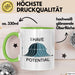 Physiker Tasse Geschenk Ich habe Potenzial Wissenschaft Grün Trendation