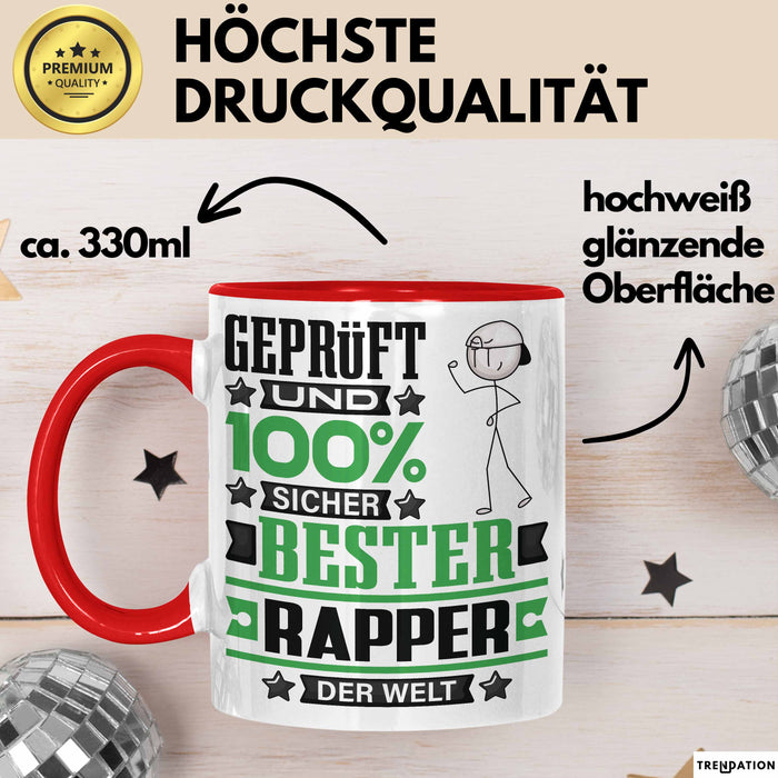 Rapper Geschenk Lustiger Spruch für Rapper Geschenkidee Bester Rapper Der Welt Rot Trendation