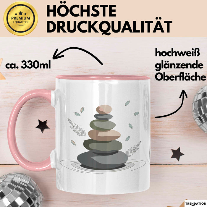 Meditationsfan Tasse Geschenkidee für Achtsamkeitssuchende Rosa Trendation