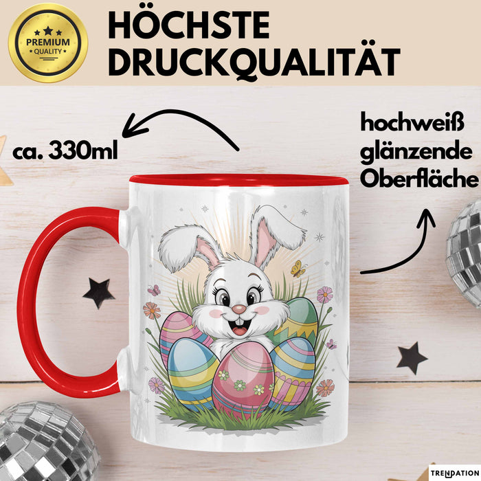 Ostern Tasse Geschenkidee für Feiertagsliebhaber Spruch Rot Trendation