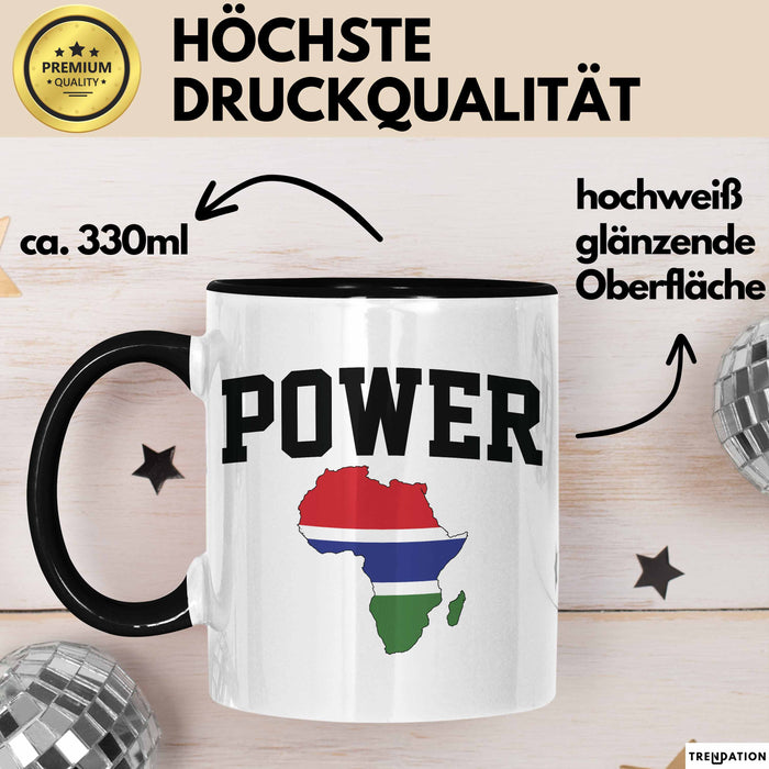 Afrika Tasse Geschenk Schwarz Afrikanischen Power Gambia Map Becher Trendation